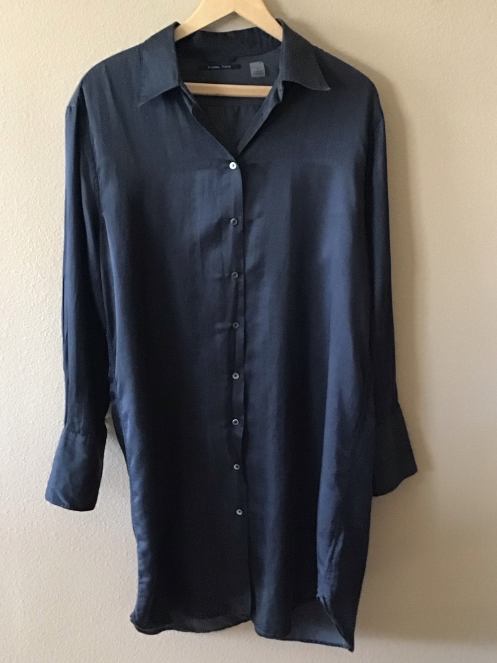 Brazeau Tricot Silk Cotton Blend Black Shirt Dress Quiet Luxury